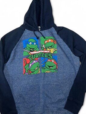 Ninja Turtles Men's Navy Blue Hooded Sweatshirt